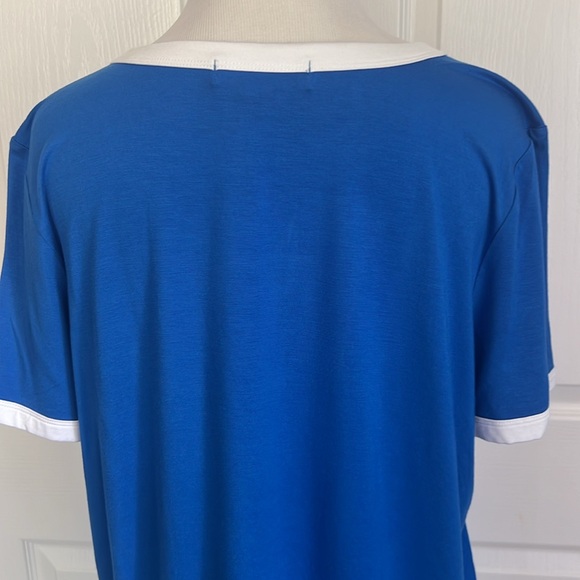 NWT Cannes France Blue and White Ringer Tee Shirt Forever Twenty One Plus Sz 2X - Picture 7 of 14